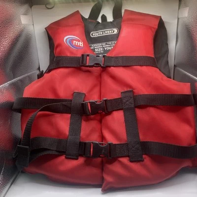 MTI Livery Type III PFD Life Jacket Youth Sz 50-90 Lbs Red - Image 1 of 3