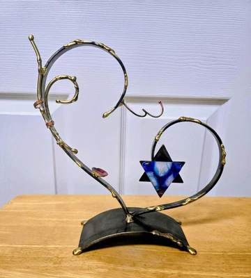 Gary Rosenthal Heart Mixed Metals With Stone Judaic Artwork  - Image 1 of 4