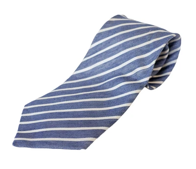 Corbata a Rayas Corneliani Seda Lino Repp 56" Universidad Negocios Preppy Academia Foto 1 de 4