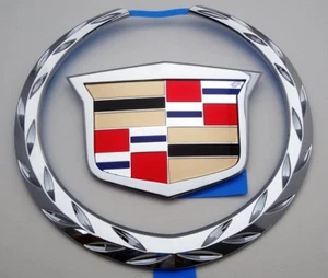 Cadillac DTS 2006 2007 2008 2009 2010 2011 TRUNK Emblem Chrome "WREATH & CREST" - Picture 1 of 1