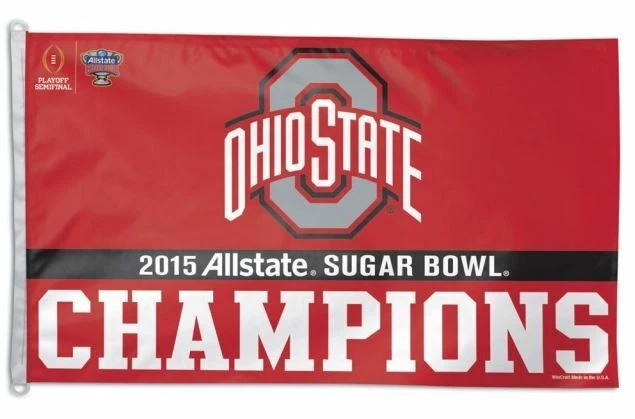 NCAA Ohio State Wincraft 2015 Sugar Bowl Champs 3' X 5' bandera con anillos en D ¡NUEVO! Foto 1 de 1