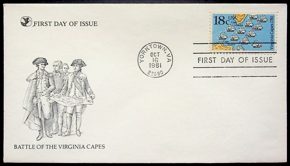 1981 First Day of Issue Battle of the Virginia Capes - Yorktown VA 18¢ - Image 1 of 2