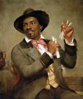 THE BONE PLAYER MUSIC 1856 AMERICAN PAINTING  BY WILLIAM SIDNEY MOUNT REPRO 