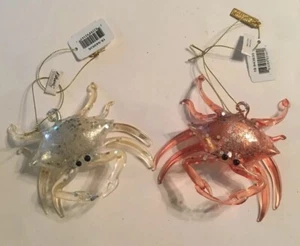 Katherine’s Collection Crab Glass Ornaments Set Of 2 Ocean 18-943635 NEW - Picture 1 of 8
