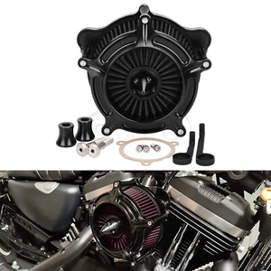 Blk Air Cleaner Filter For Harley Road King FLHR Fat Boy Street Bob FXBB FXBBS - Picture 1 of 10