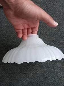 Vintage Glass Ceiling Light Shade Cover Art Deco White Opaque Ribbed BELL Dome - Picture 1 of 18