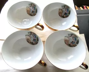 TAZAS DE TÉ DE COLECCIÓN ZEH SCHERZER ""ROYAL VIENNA"" BAVARIA, ALEMANIA (4) CORTE 22K, USADAS - Imagen 1 de 3