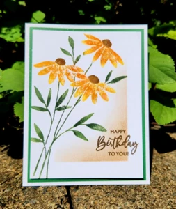 CARD KIT Handmade Happy Birthday To You Coneflowers 4 Cards With Envelopes - Picture 1 of 3