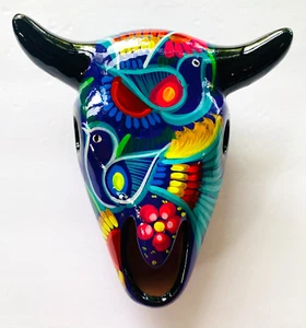 Keramik Keramik Figur Kuh Büffel handbemalt Vogel Stier Horn Cowboy #34 - Bild 1 von 7