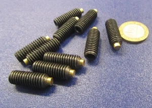 Kmac Alloy Steel Set Screws, Brass Tip, 3/8-16 x 1.00" Thread Length, 10 Pcs - Picture 1 of 12