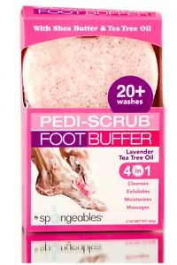 Spongeables 20+ Pedi-Scrub Foot Buffer - Soap Infused Sponge (LAVENDER TEA TREE) - Picture 1 of 5