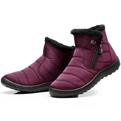 Invierno Mujeres Zapatos Botas para Nieve Forradas de Piel Sin Cordones Cálidos Tobillo Talla EE. UU. Foto 1 de 4