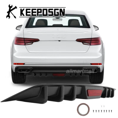 Rear Bumper Diffuser Reflective Strip Tail Light Shark Fins for Audi A4 S4 RS4 - Image 1 of 4