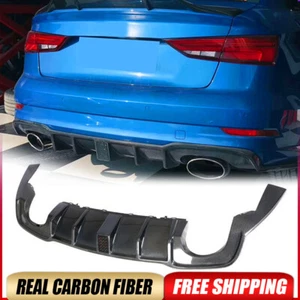 For Audi RS3 8V Sedan 2017-19 REAL Carbon Fiber Rear Bumper Diffuser Lip Spoiler - Picture 1 of 15