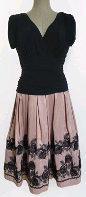 Vestido Falda Tafetán Bordado Calce y Acampanado Estilo Años 50 14 Rockabilly Foto 1 de 4