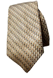 Cravatta uomo Piatelli Platinum 100% seta, fantasia marrone ovale su bronzo chiaro 60x4" - Foto 1 di 5