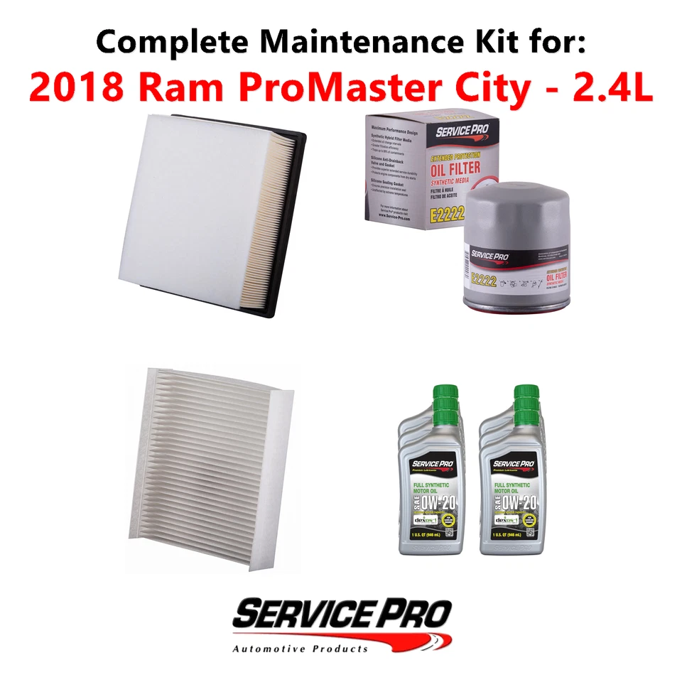 2018 Ram ProMaster City 2.4L Complete Oil, Air & Cabin Filter Kit (0W-20) Foto 1 de 4