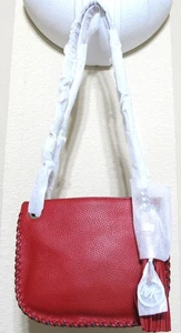NEW Authentic MICHAEL KORS WHIPPED CHELSEA Small Leather Messenger Red/Silver - Picture 1 of 8