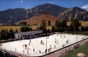 Pista de patinaje aérea Sun Valley Idaho tamaño olímpico Union Pacific RR postal - Imagen 1 de 2