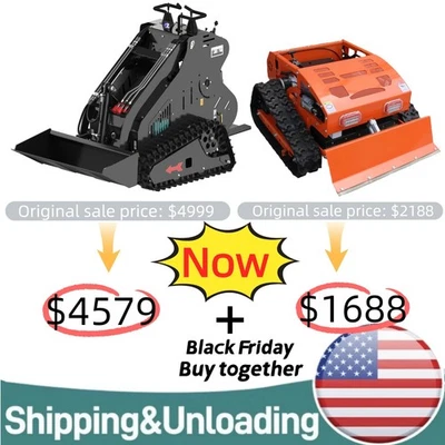 Minicargadora de orugas compacta y paquete de cortacésped remoto de 9 HP oferta Black Friday Foto 1 de 4