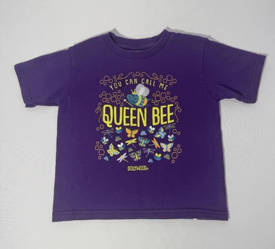 Dollywood Queen Bee T 恤上衣紫色短袖 T 恤蝴蝶女孩尺寸 3T — 第 1/4 张图片