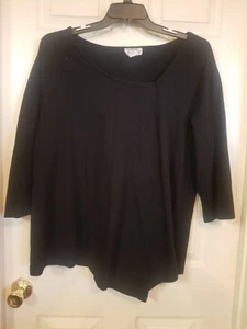Anthony Richards Top Tshirt 2X Black 3/4 Slv Asymetrical Scoop Neck & Hem EUC - Picture 1 of 9