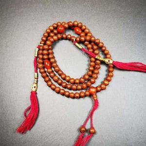 Gandhanra alte 108 indische Jujube Perlen Mala, Gebetsperlen Halskette für Meditation - Bild 1 von 13