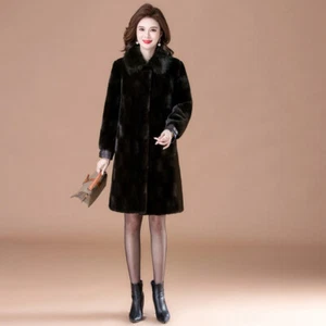 Luxury Mink Fur Warm Coat Women's Mink Fleece Mother's Plus Size Fur Coat Winter - Picture 1 of 26