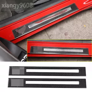Cubierta protectora contra rasguños de umbral de puerta exterior de fibra de carbono para Chevrolet Corvette C7 2014-19 - Imagen 1 de 7