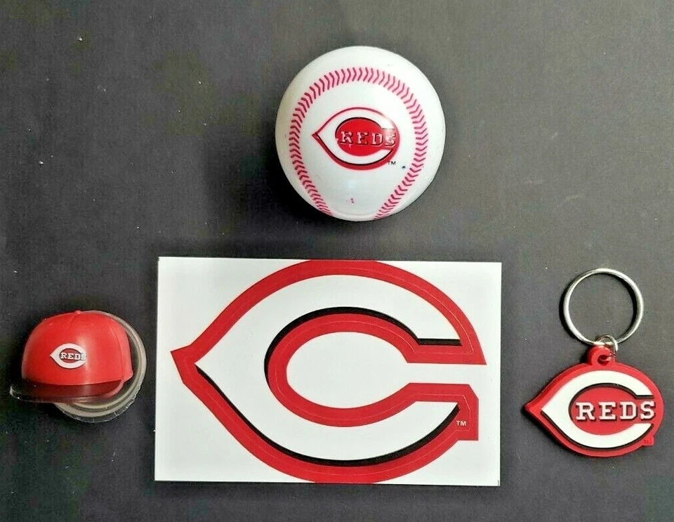 Cincinnati Reds Baseball Vending Charms Lot of 4 Ball, Helmet, Key Chain 295 - Image 1 of 1
