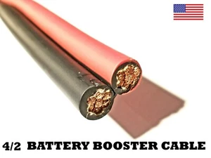 Battery Booster Jumper Cable Twin Wires Flexible Pure Copper 4 Gauge AWG Size - Picture 1 of 1