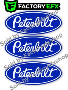 3 Blue & White Custom Peterbilt Grille Hood Emblem Decals Truck 359 378 379 353