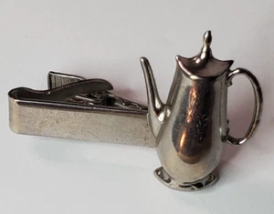 Kaffeekanne Krawattenverschluss Barista silberfarben Vintage 60er Jahre Myers Co - Bild 1 von 6