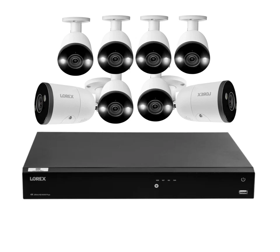 Lorex Fusion 4K 4TB 16 Channel NVR 8 4K Wired Spotlight Cameras Security System