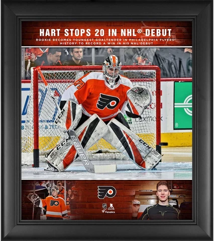 Carter Hart Philadelphia Flyers Framed 15x17 NHL Debut Collage Cover