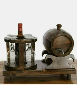 Barril de roble de almacenamiento de whisky de vino - soporte de madera con soporte para botella de vidrio incluido - Imagen 1 de 1