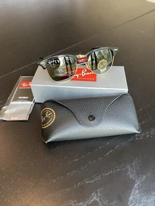 New Ray-Ban Clubmaster RB3016 Black Frame - Green G15 lenses Sunglasses - Picture 1 of 11
