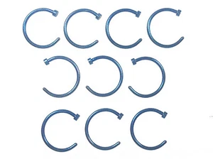 Aros de nariz de acero 316L enchapados en azul de 10 piezas al por mayor joyería corporal anillos de 20 g, 18 g - Imagen 1 de 1