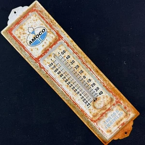 Vintage 1960‘s Amoco Metal Thermometer Gas Oil Advertising - Picture 1 of 6