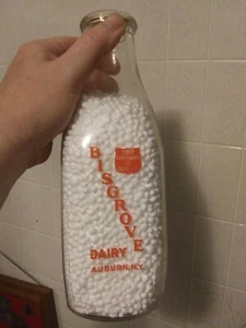 Bisgrove Dairy Auburn New York two color pyro milk bottle - Picture 1 of 4