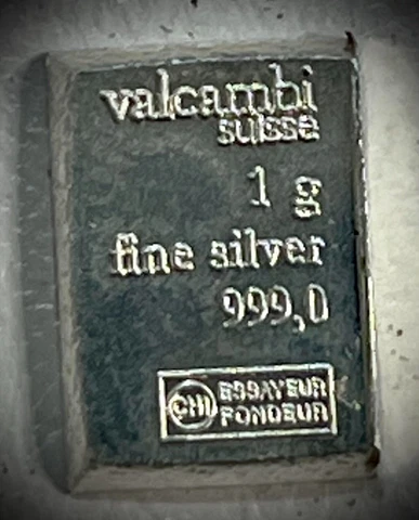 🔥 1 gram Valcambi Suisse Fractional .999 Fine Silver 1g Bar Ingot from CombiBar Cover