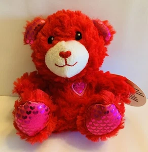 Fuzzy Friends Small 6"" orsacchiotto imbottito di animali peluche rosso con cuore rosa - Foto 1 di 6