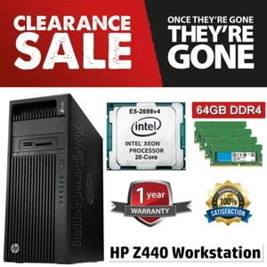 20Core HP Z440 Xeon E5-2698v4 2.20GHz 64GB DDR4 500GB SATA FAST Nvidia NVS 310 - Picture 1 of 12