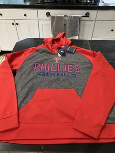 MENS FANATICS PHILADELPHIA PHILLIES MLB HOODIE RED/GRAY L LARGE NWT - Picture 1 of 4