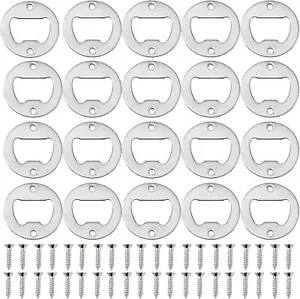 100 Sets Bottle Opener Insert Stainless Steel Round DIY Bottle Opener w/ Screws - Picture 1 of 11