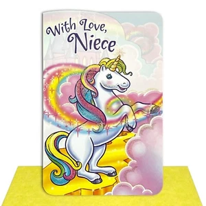 Glitter BIRTHDAY Card FOR NIECE, Magical Unicorn by American Greetings +Envelope - Picture 1 of 5