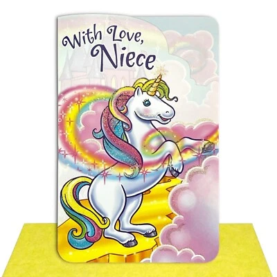 Блестящая открытка на день рождения для племянницы, волшебный единорог от American Greetings + конверт - Изображение 1 из 4