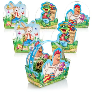 6x Osterkorb mit Motiv - Pappkörbchen zum befüllen - Osternest für Geschenke - Bild 1 von 6