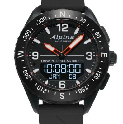 Alpina ALPINERX AL-283LBB5AQ6 esfera negra correa de cuero marrón Foto 1 de 4