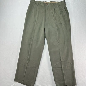 Tommy Bahama Pants Men's 36 Green Silk Relax Pleated Dress Trousers Lightweight - Picture 1 of 13